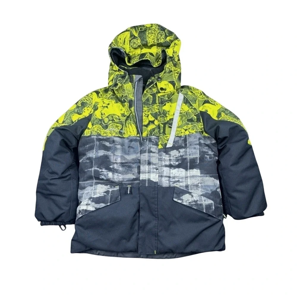 Obermeyer Boys Ski Snowboard Jacket I-Grow Hooded‎ Insulated Black Green 7 Retro